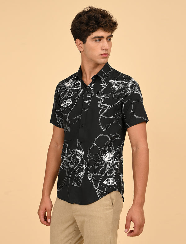 Men Causal Shirts ( face Art)