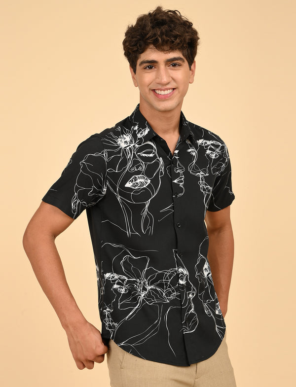 Men Causal Shirts ( face Art)