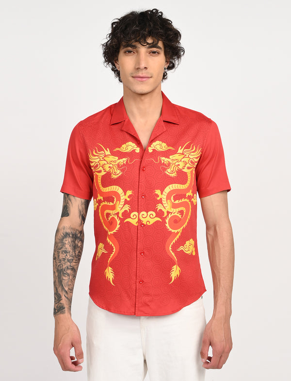 Men Causal Shirts ( Dragon Print)