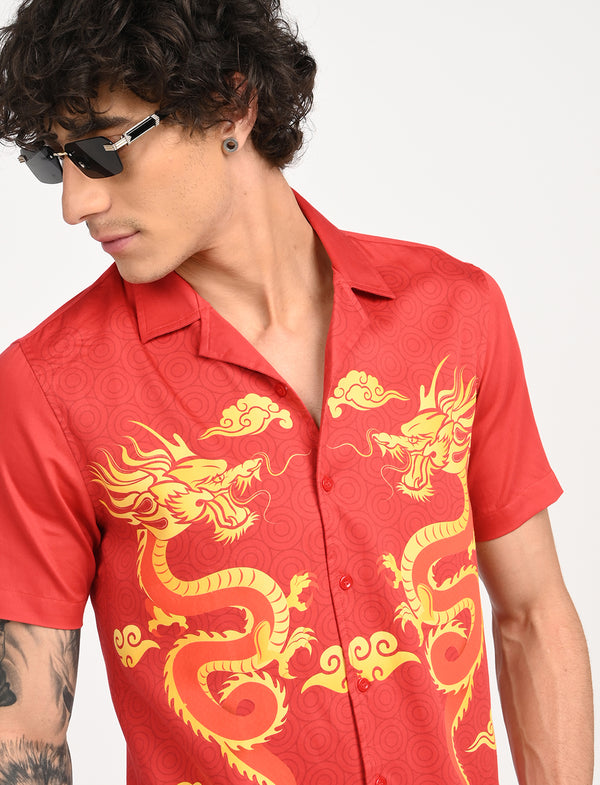 Men Causal Shirts ( Dragon Print)