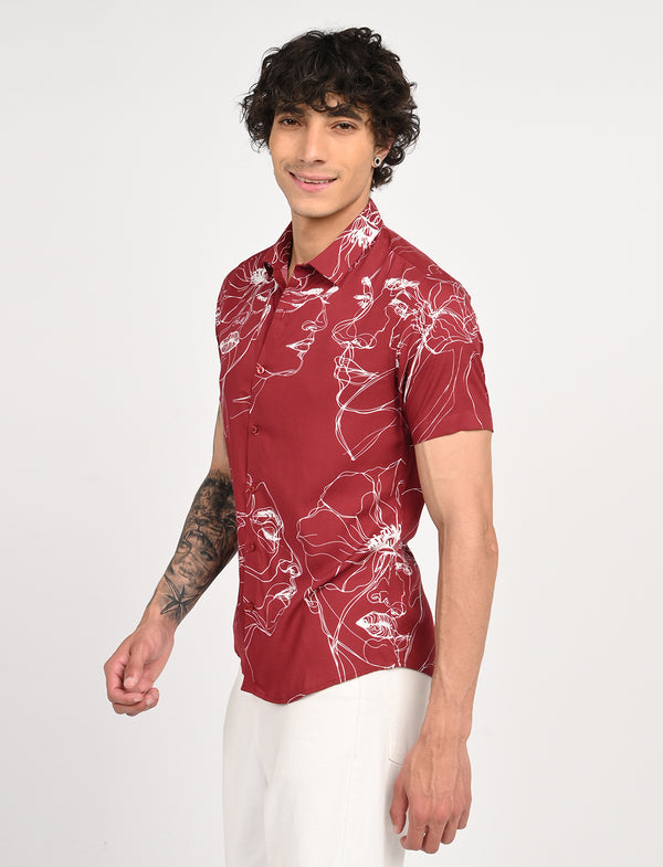 Men Causal Shirts ( face Art)