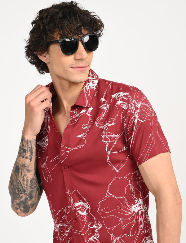 Men Causal Shirts ( face Art)