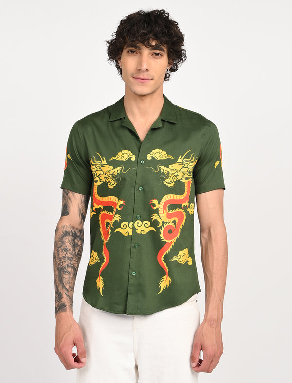 Men Causal Shirts ( Dragon Print)