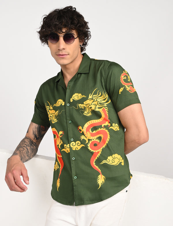 Men Causal Shirts ( Dragon Print)