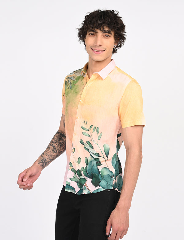 Men Causal Shirts (Leaf Print)