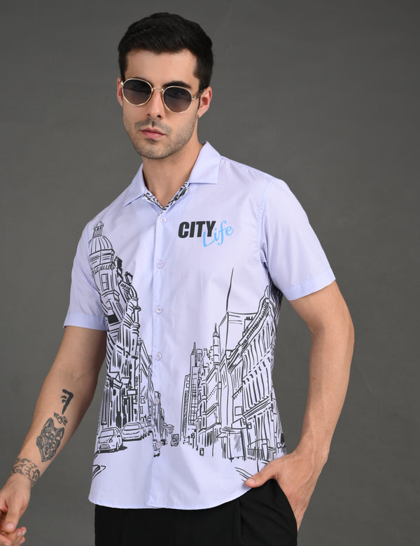 Mens Casual Shirt(City Print)