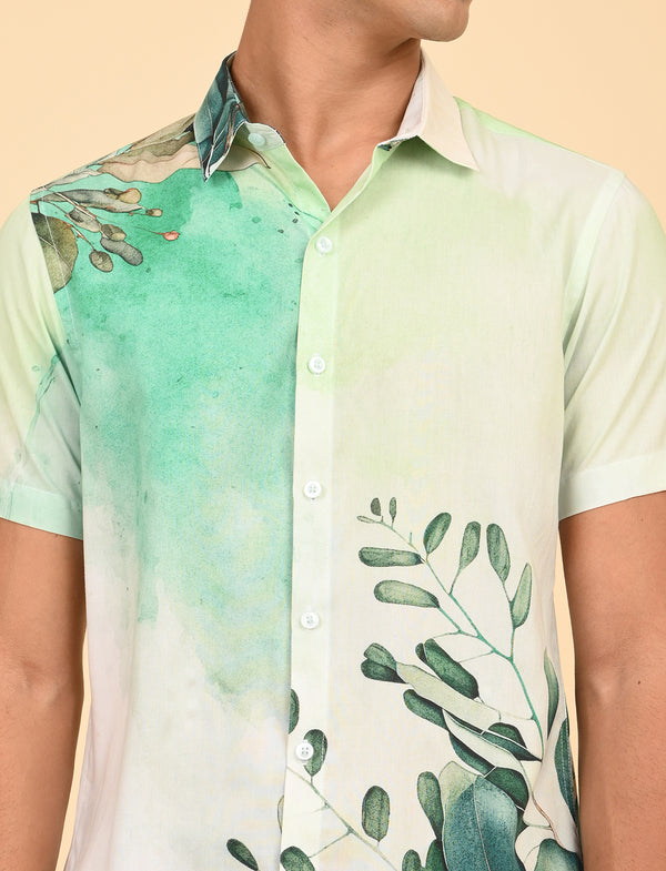 Men Causal Shirts (Leaf Print)