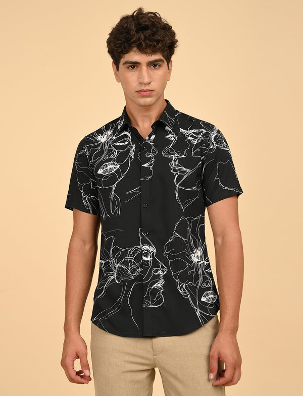 Men Causal Shirts ( face Art)