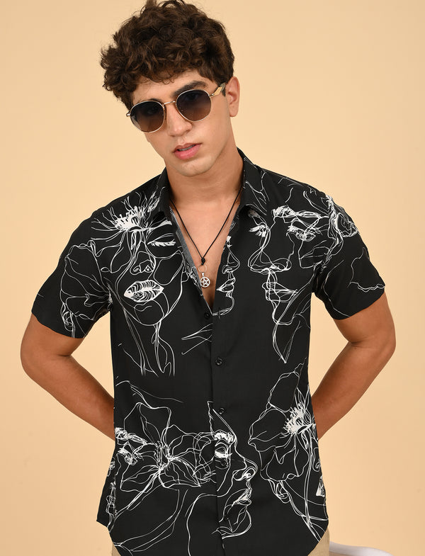 Men Causal Shirts ( face Art)