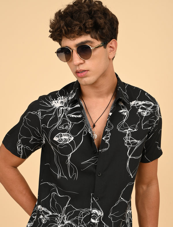 Men Causal Shirts ( face Art)