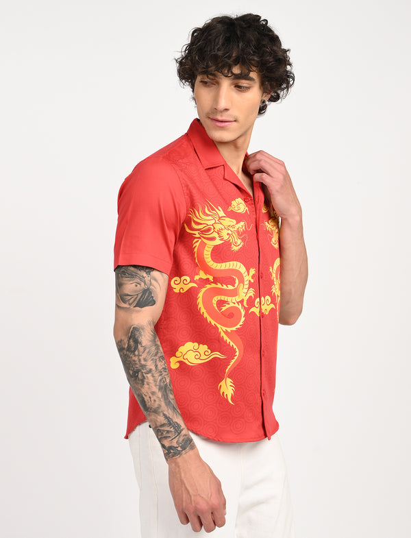 Men Causal Shirts ( Dragon Print)