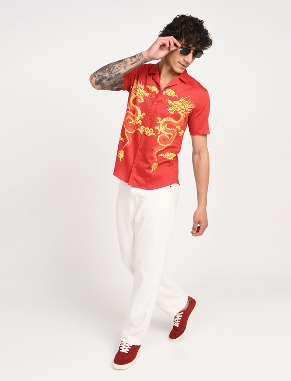 Men Causal Shirts ( Dragon Print)