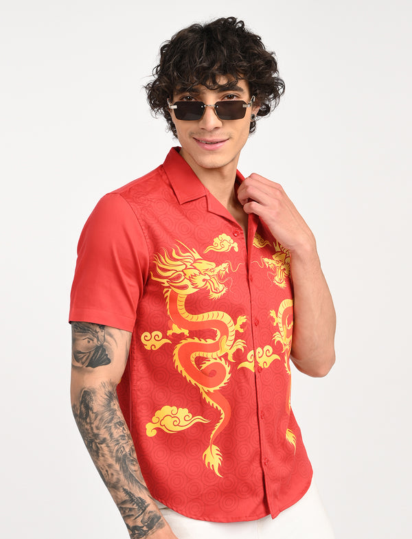 Men Causal Shirts ( Dragon Print)