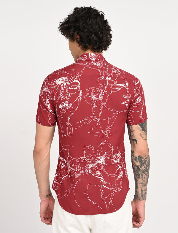 Men Causal Shirts ( face Art)