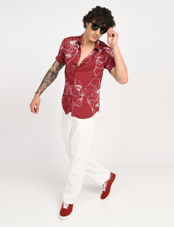 Men Causal Shirts ( face Art)