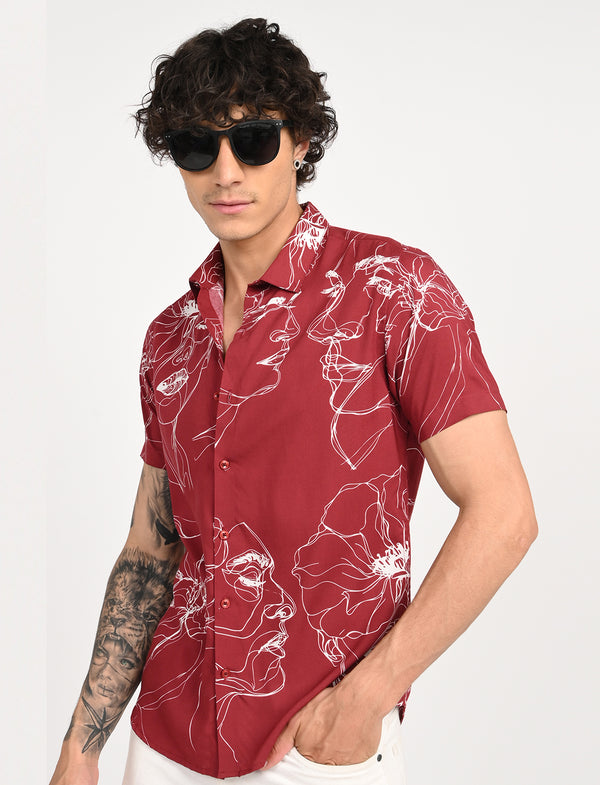 Men Causal Shirts ( face Art)