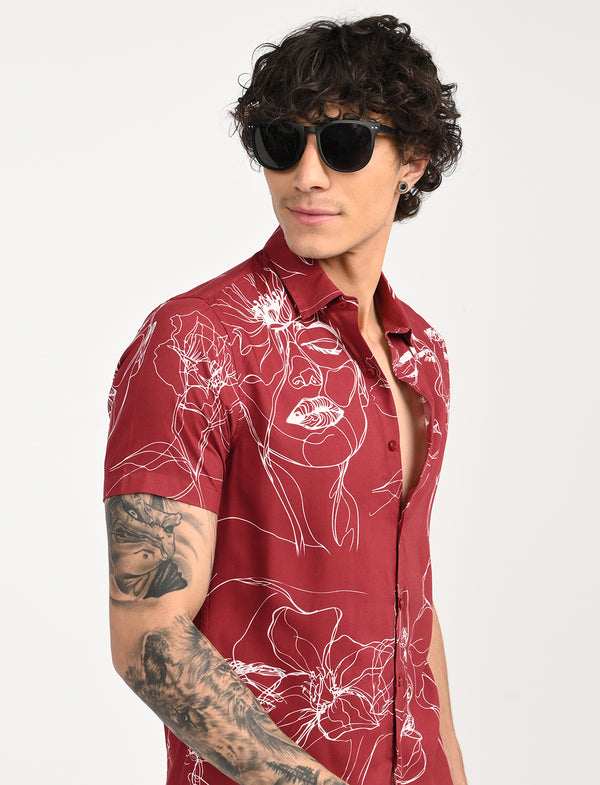 Men Causal Shirts ( face Art)