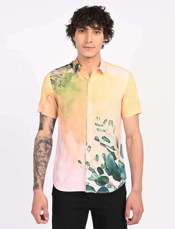 Men Causal Shirts (Leaf Print)