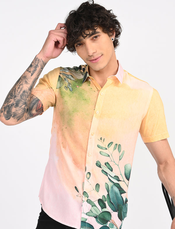 Men Causal Shirts (Leaf Print)