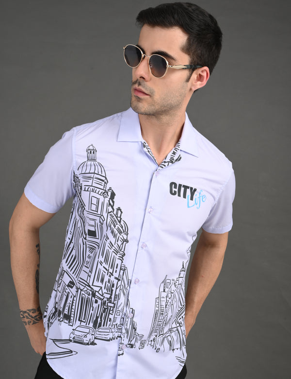 Mens Casual Shirt(City Print)